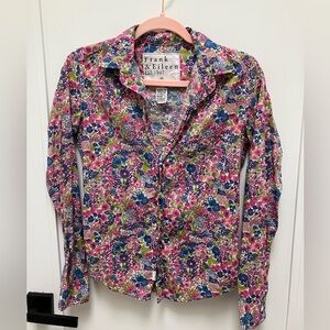 Frank & Eileen Floral Barry 100% Cotton Button Up Blouse - Size XS
